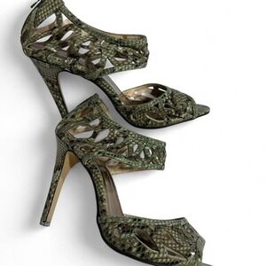 Pierre Dumas Vintage Grunge Green Snakeskin Mesh textured Heels Size 9